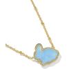 Kendra Scott Bunny Short Pendant Necklace, Fashion Jewelry for Women(GOLD-MATTE LIGHT BLUE DICHROIC GLASS)