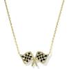 Kendra Scott Checkered Flag Pendant Necklace, Fashion Jewelry for Women(GOLD-WHITE MOTHER OF PEARL)