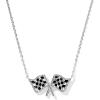 Kendra Scott Checkered Flag Pendant Necklace, Fashion Jewelry for Women(RHODIUM-WHITE MOTHER OF PEARL)