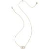 Kendra Scott Elisa Pave Frame Short Pendant Necklace, Fashion Jewelry for Women(GOLD – IVORY MOTHER OF PEARL LOVE SCRIPT)