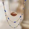 Kendra Scott Football Short Pendant Necklace, Fashion Jewelry for Women(GOLD – ORANGE GOLDSTONE)