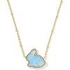Kendra Scott Bunny Short Pendant Necklace, Fashion Jewelry for Women(GOLD-MATTE LIGHT BLUE DICHROIC GLASS)