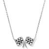 Kendra Scott Checkered Flag Pendant Necklace, Fashion Jewelry for Women(RHODIUM-WHITE MOTHER OF PEARL)