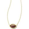 Kendra Scott Football Short Pendant Necklace, Fashion Jewelry for Women(GOLD – ORANGE GOLDSTONE)
