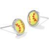 Kendra Scott Softball Stud Earring, Fashion Jewelry for Women(RHODIUM-CHARTREUSE MAGNESITE)