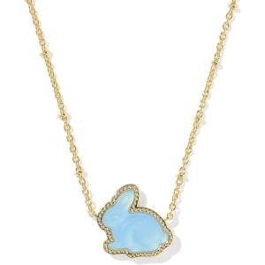 Kendra Scott Bunny Short Pendant Necklace, Fashion Jewelry for Women(GOLD-MATTE LIGHT BLUE DICHROIC GLASS)