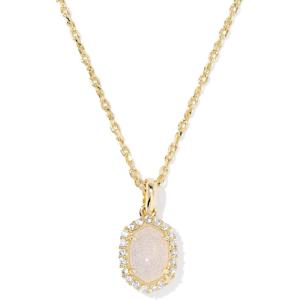 Kendra Scott Daphne Crystal Frame Short Pendant Necklace, Fashion Jewelry for Women(GOLD – IRIDESCENT DRUSY)