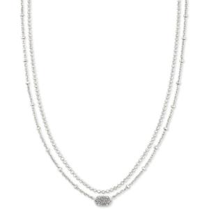 Kendra Scott Emilie Multi Strand Necklace, Fashion Jewelry for Women(RHODIUM PLATINUM DRUSY)