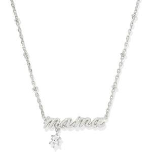 Kendra Scott Mama Crystal Short Pendant Necklace, White Cubic Zirconia, Fashion Jewelry for Women