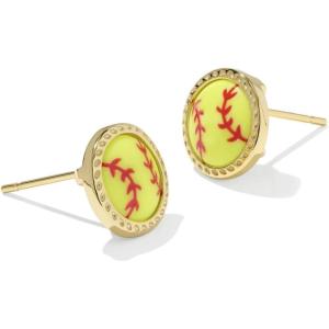 Kendra Scott Softball Stud Earring, Fashion Jewelry for Women(GOLD-CHARTREUSE MAGNESITE)