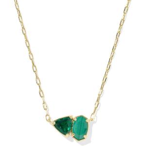 Kendra Scott Tatum Short Pendant Necklace, Fashion Jewelry for Women(GOLD – GREEN MIX)