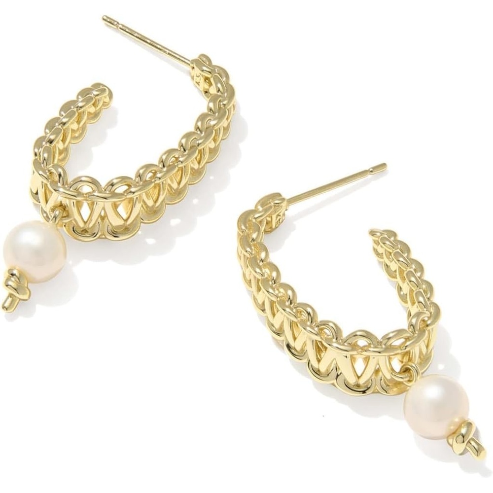 image:imageKendra Scott Gabriella Pearl Hoop Earring Fashion Jewelry for WomenGold Freshwater Cultured Pearl