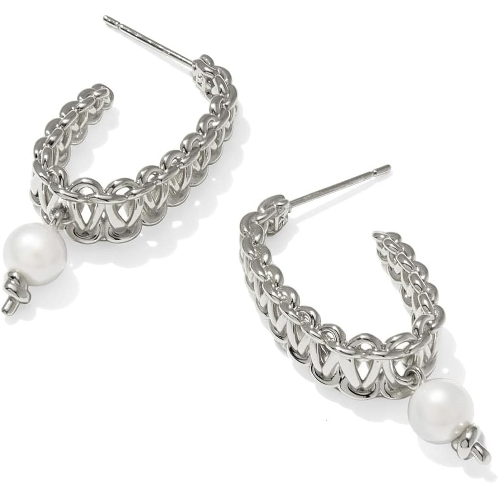 image:imageKendra Scott Gabriella Pearl Hoop Earring Fashion Jewelry for WomenRhodium Freshwater Cultured Pearl