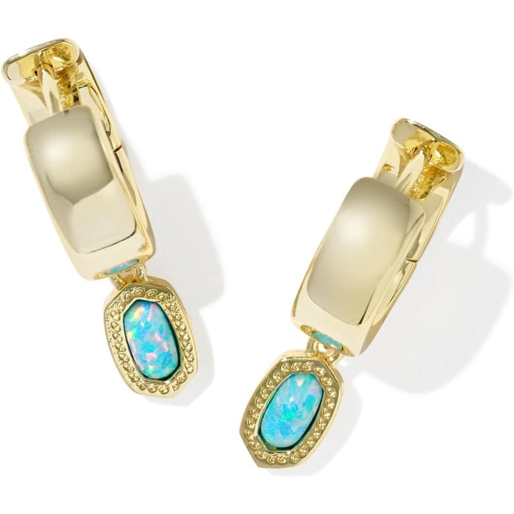image:imageKendra Scott Mini Ellie Wide Huggie Fashion Jewelry for WomenGold Blue Lab Grown Opal